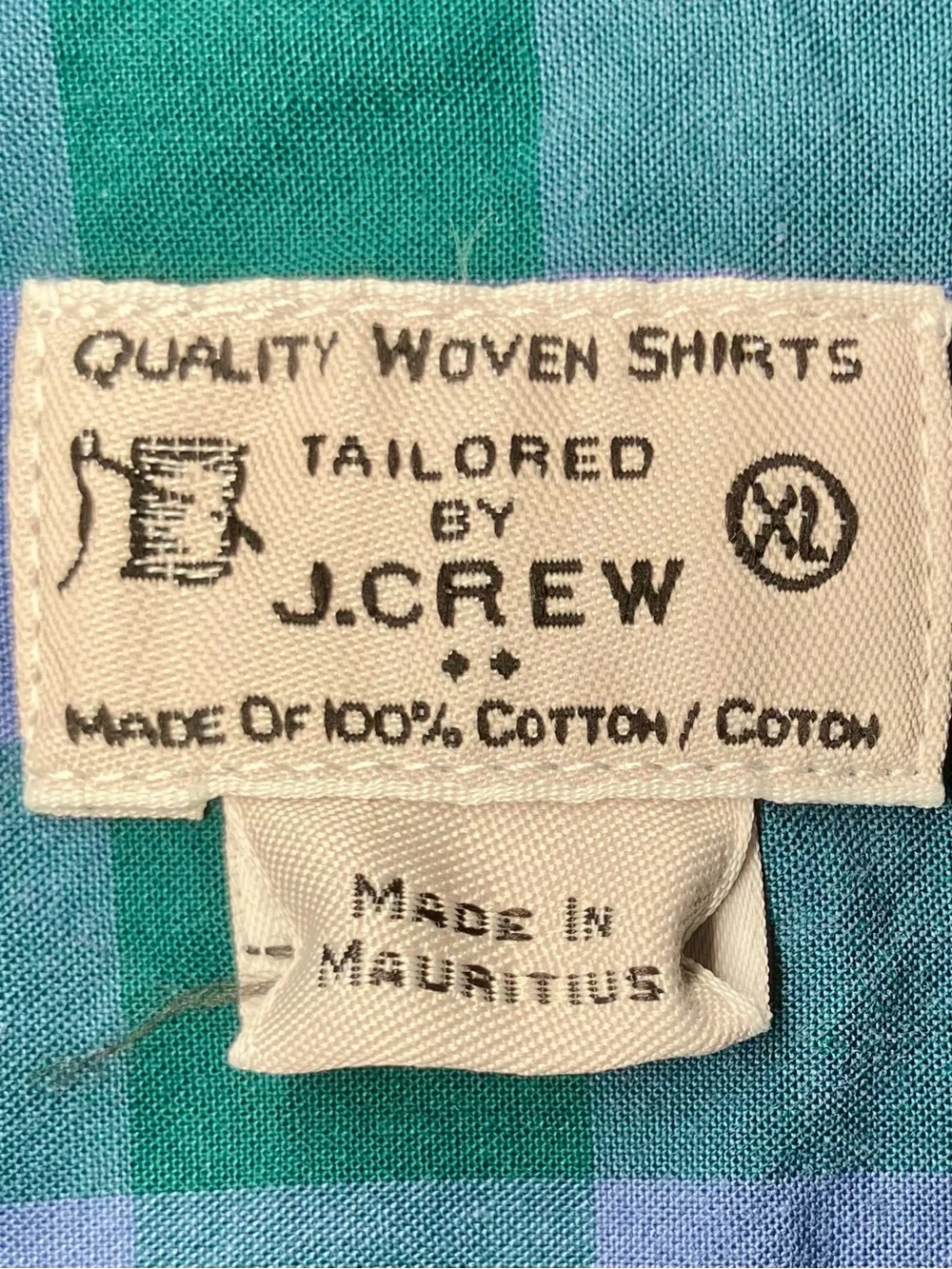 J Crew Cotton Gingham Check Long Sleeve Button Down in Blue/Green Men’s XL